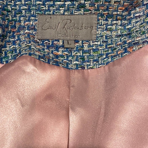 Earl Rutenberg Vintage 100% Silk Multi-color Woven Open Jacket Large - Picture 6 of 12